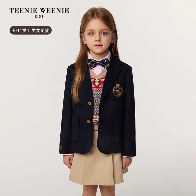 TeenieWeenieKids25年款男女童休闲学院英伦西装夹克TKJK255174N