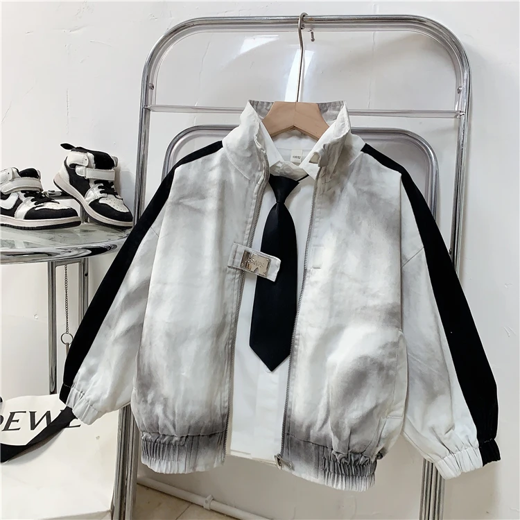 儿童韩版帅气扎染外套潮童时尚春秋款个性休闲外套男童洋气外套韩