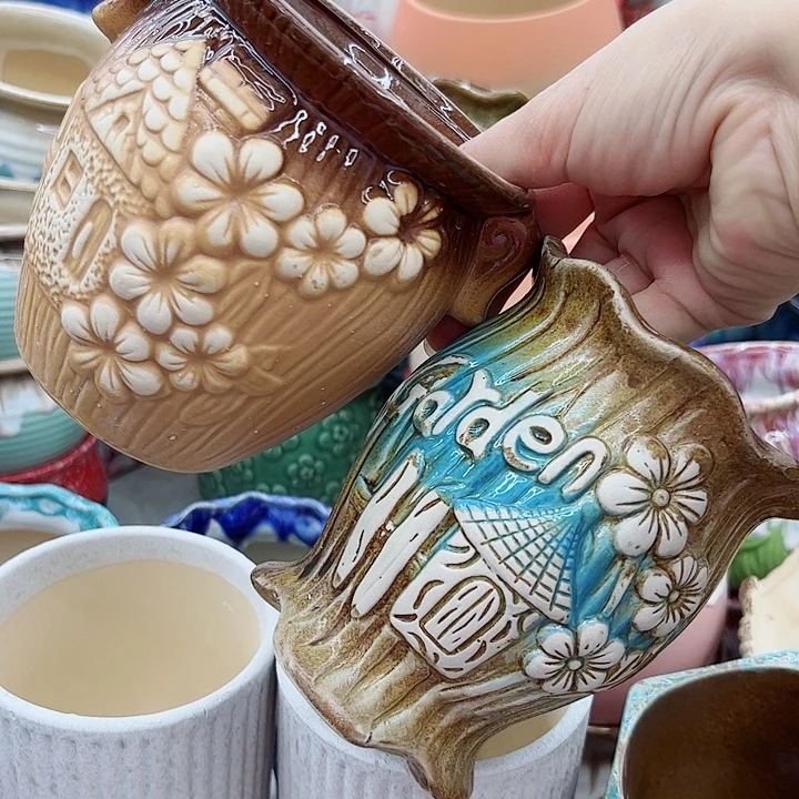 多肉绿植陶瓷花盆9.9包邮，有孔