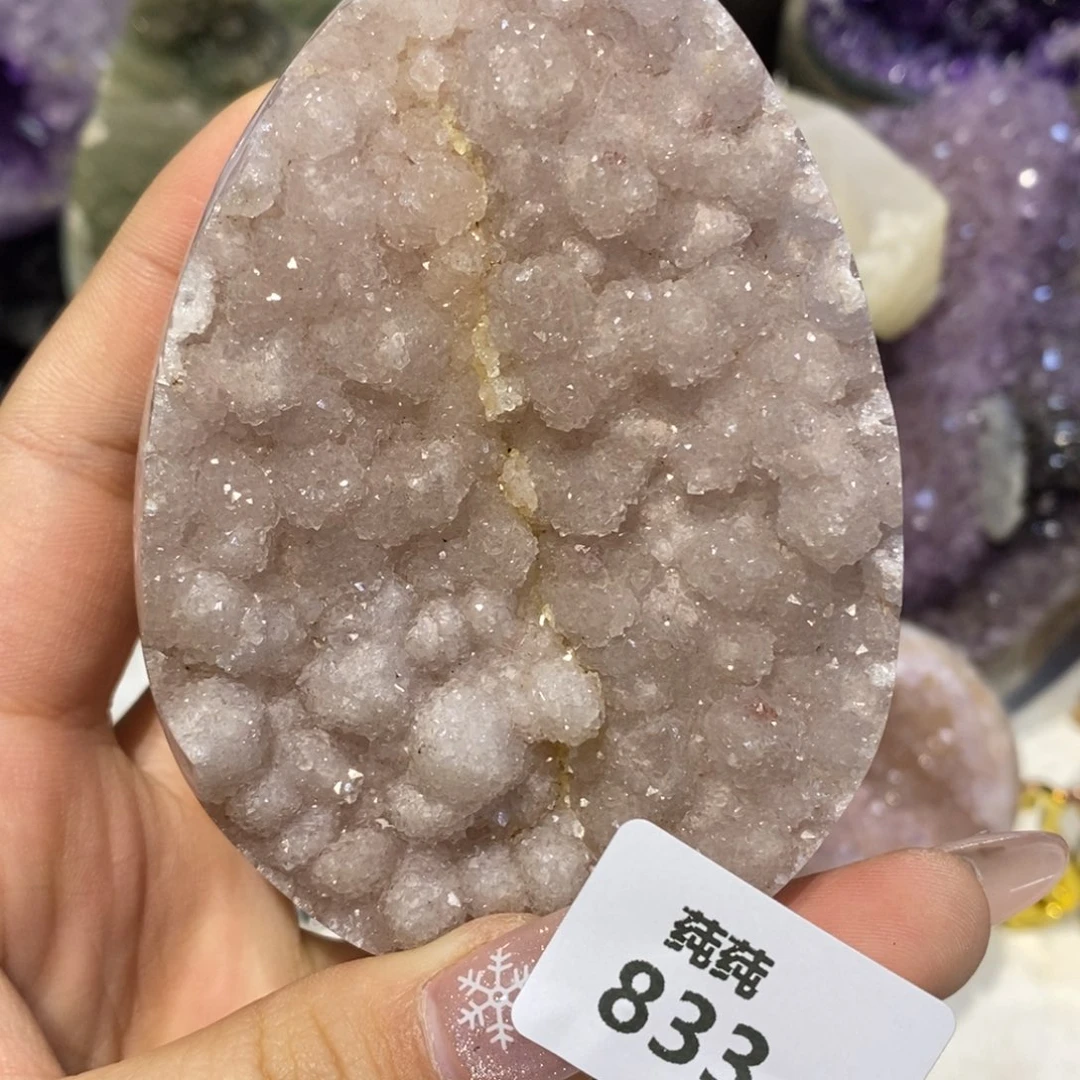 未镶嵌珠宝半成品紫晶粉色全抛龙蛋