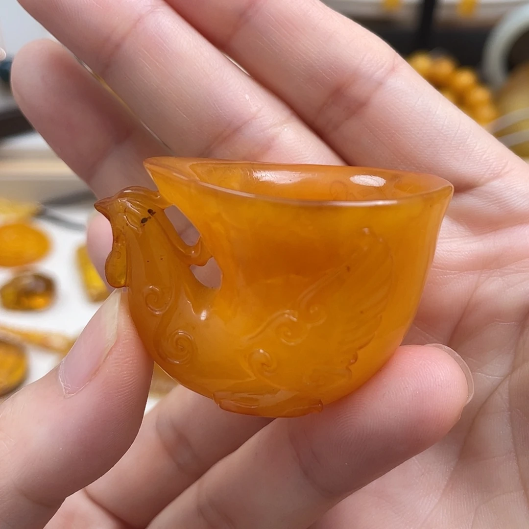 琥珀未镶嵌珠宝奇石凤凰杯13.1