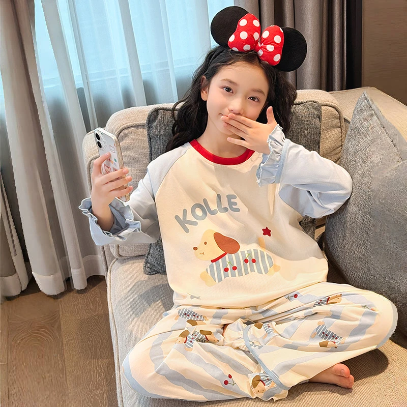 儿童秋季新款睡衣中大童长袖家居服套装卡通25890