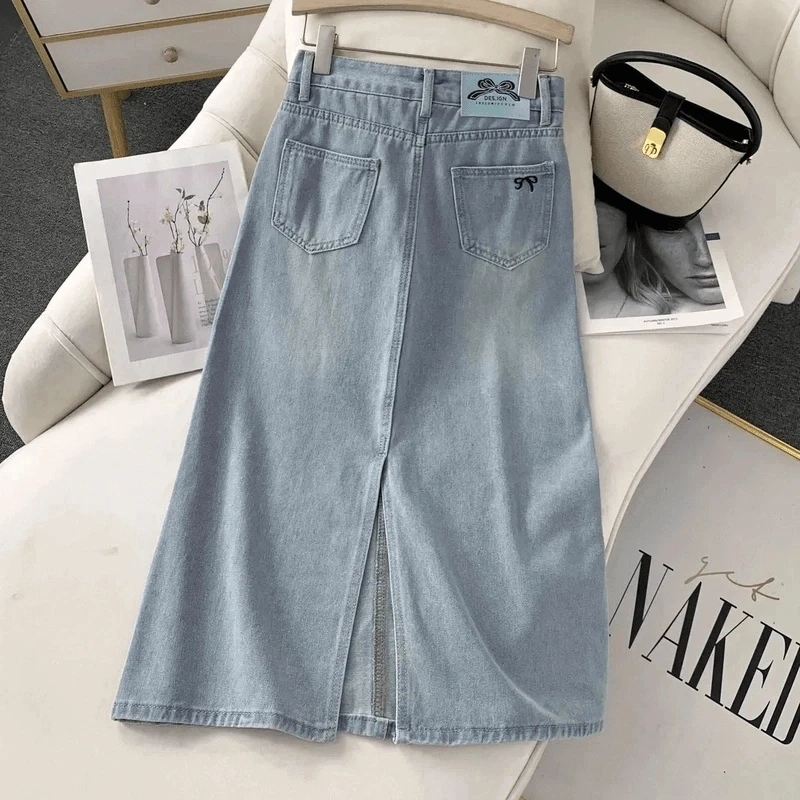 【蝴蝶长裙】6662牛仔裙显瘦半身裙A字版型牛仔包臀裙夏季短裙百搭