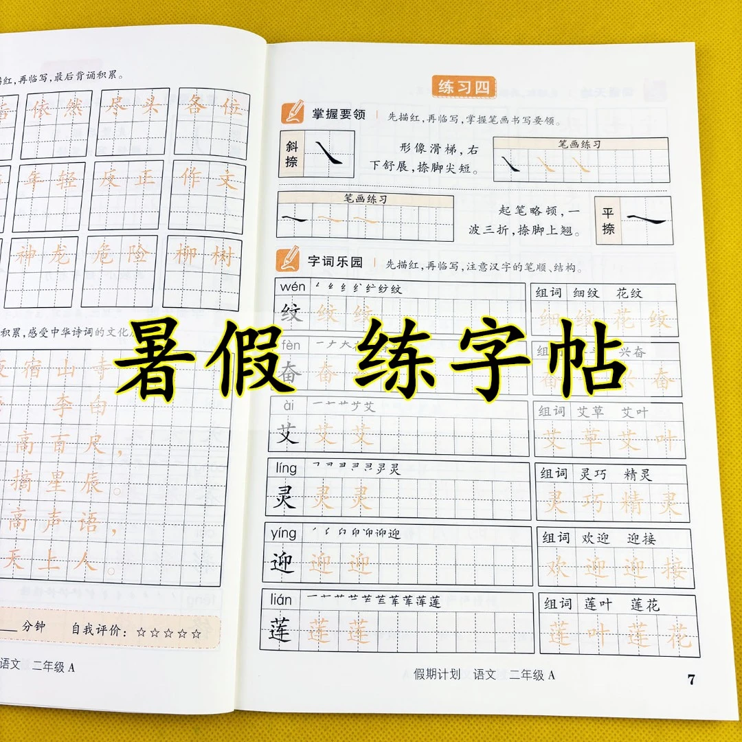 二升三暑假练字帖假期计划暑假专项训练暑假作业二年级暑假练字本