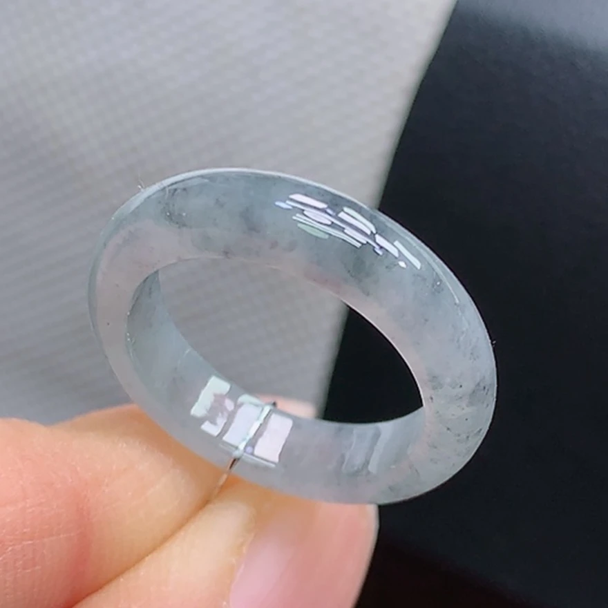 天然翡翠A货冰乌鸡14号戒圈戒指内径17.1宽4.8厚3.4mm细条冰润