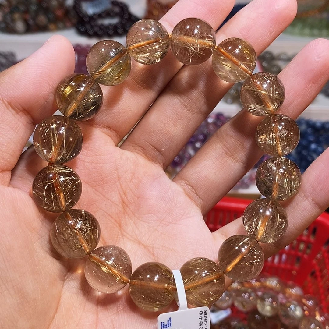 发晶手串未镶嵌烟花发晶13.8mm