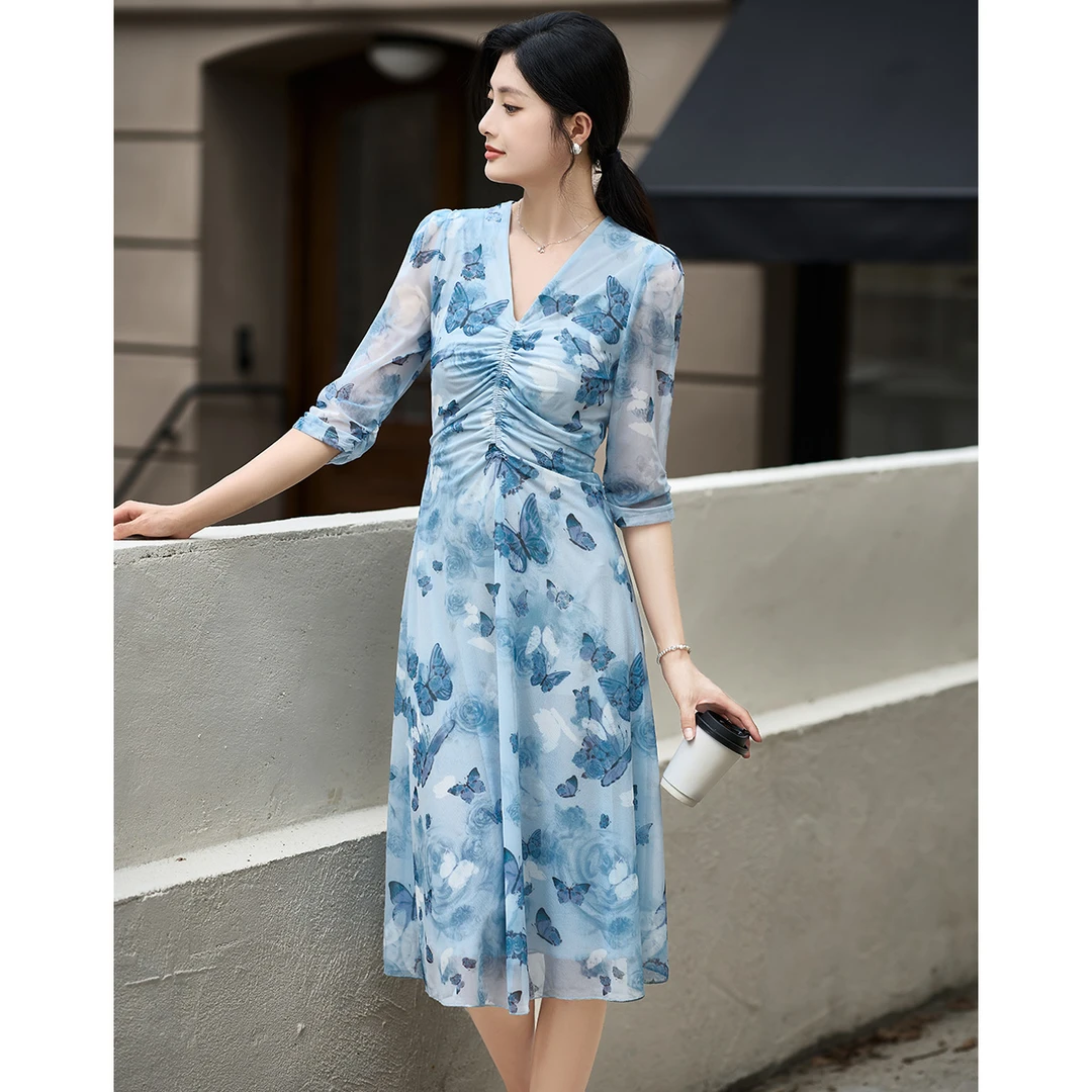 【蜜客专属】法式茶歇清新A字裙收腰显瘦气质连衣裙5Y24CL3711