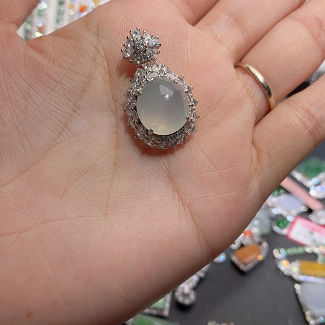 翡翠银S925镶嵌吊坠(赠链)c c c