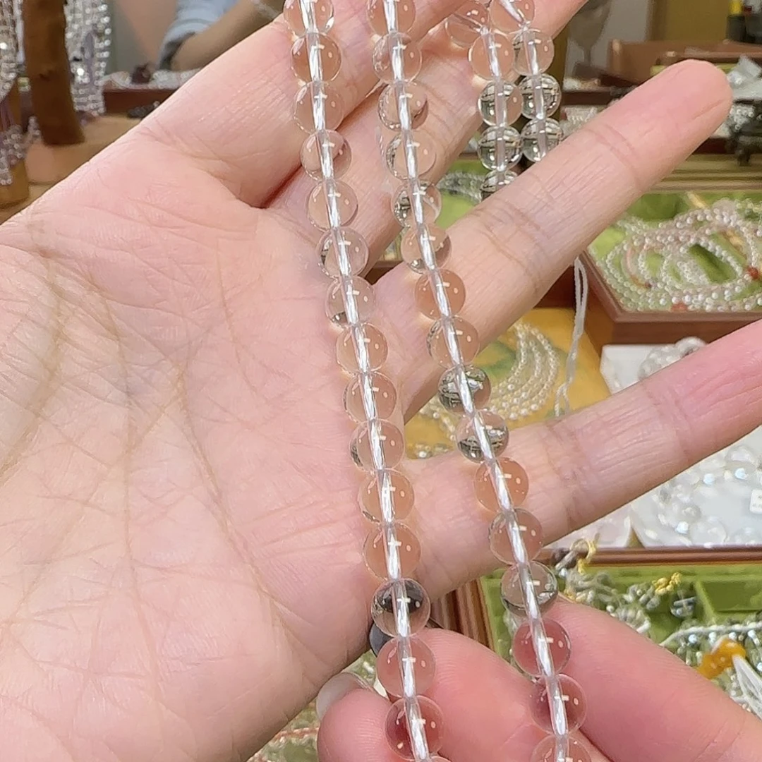 莎***啦手串水晶未镶嵌天然白水晶全净体45长