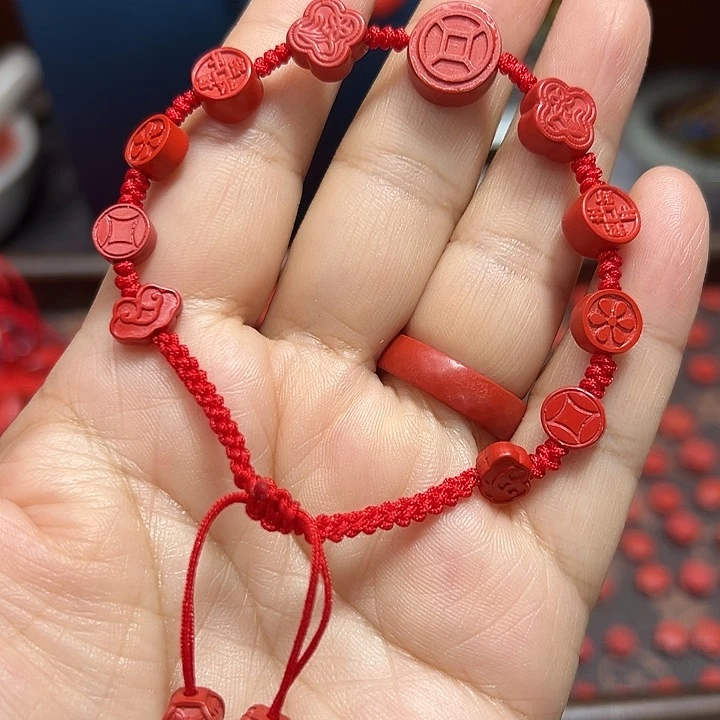 天然辰砂朱砂脚链
