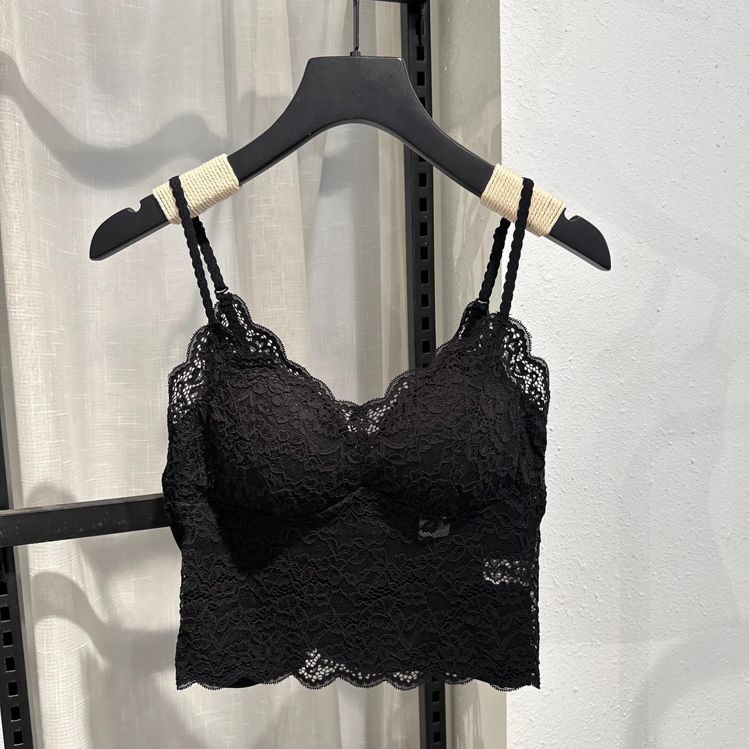 法式蕾丝吊带背心内搭女爆款带胸垫舒适透气外穿打底性感美背内衣