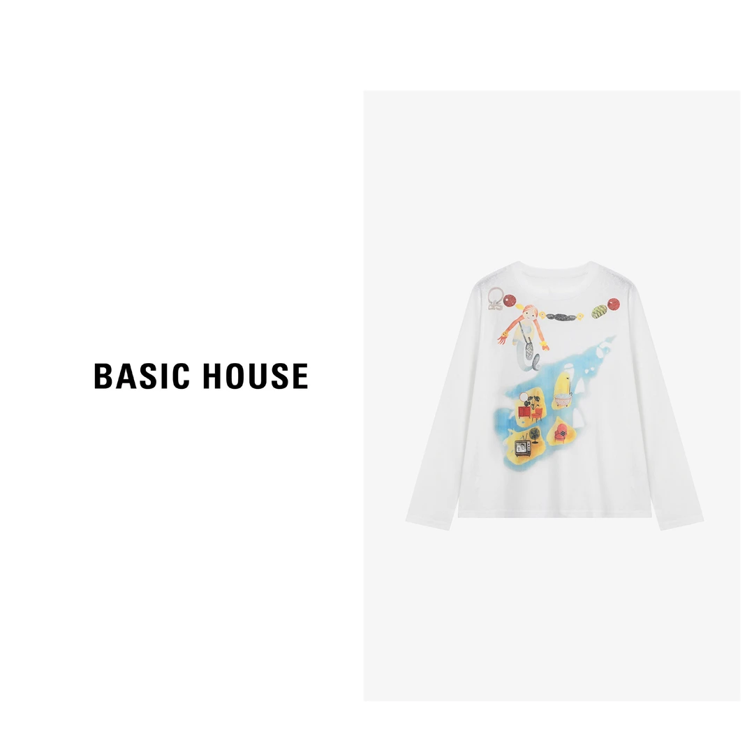 Basic House/百家好新款多巴胺印花女装韩系T恤-B0625B5FLH2