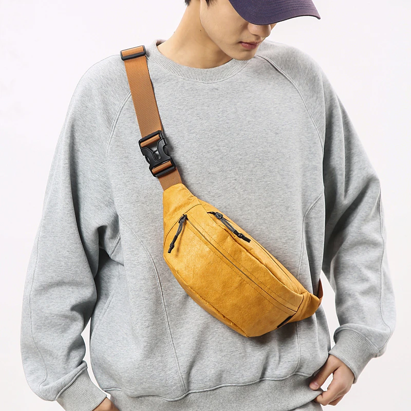 软面白色日式拉链单肩挎包包时尚杜邦纸包户外军绿色百搭单肩小包