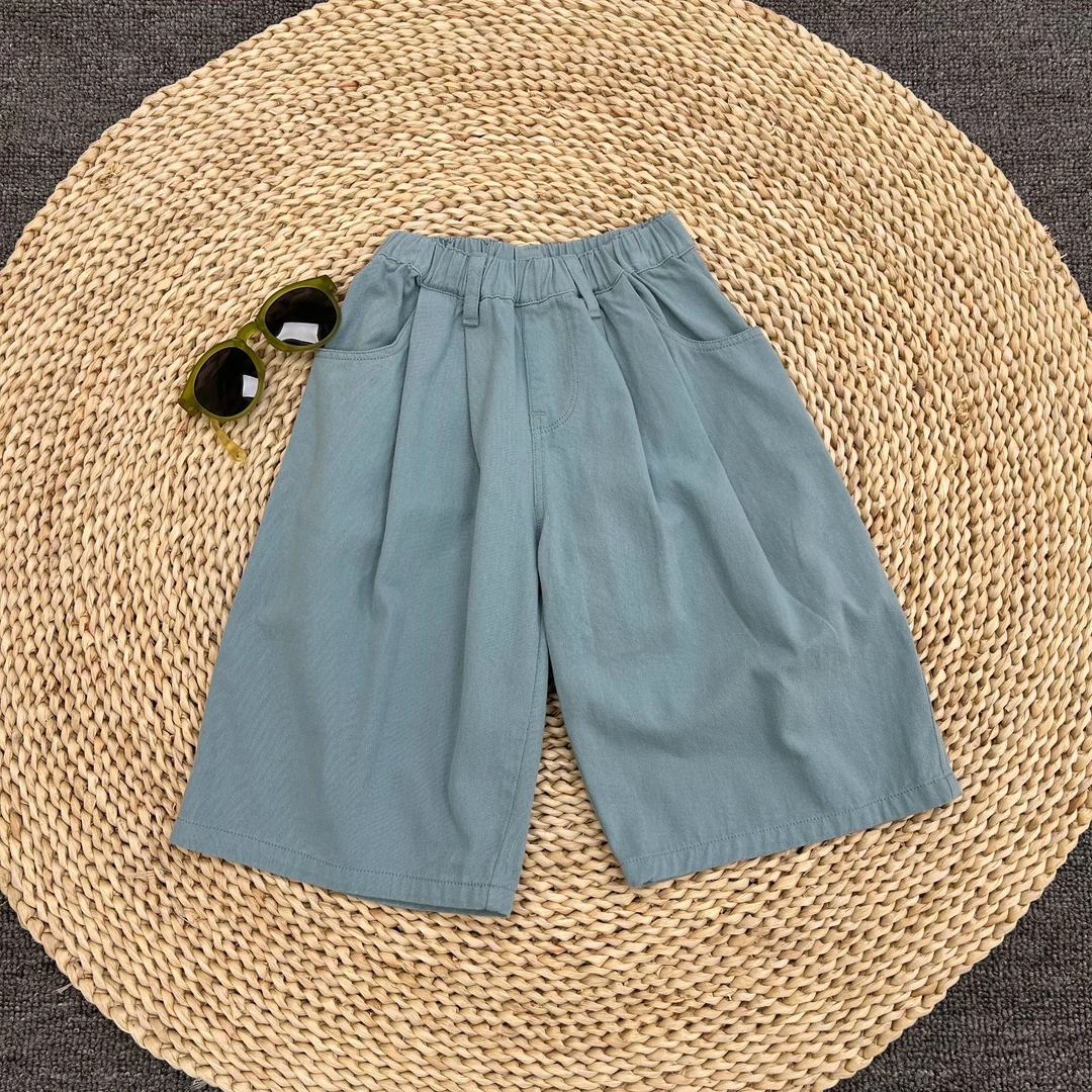 2025新款夏薄款儿童透气九分裤男女童宝宝超软纯色洋气休闲裤子