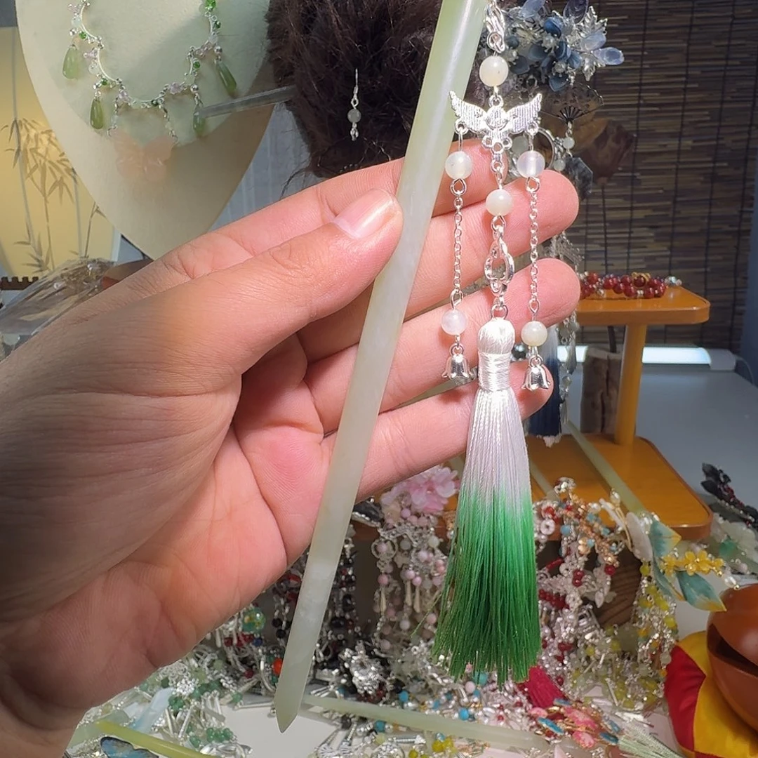 蛇纹石玉合金发饰