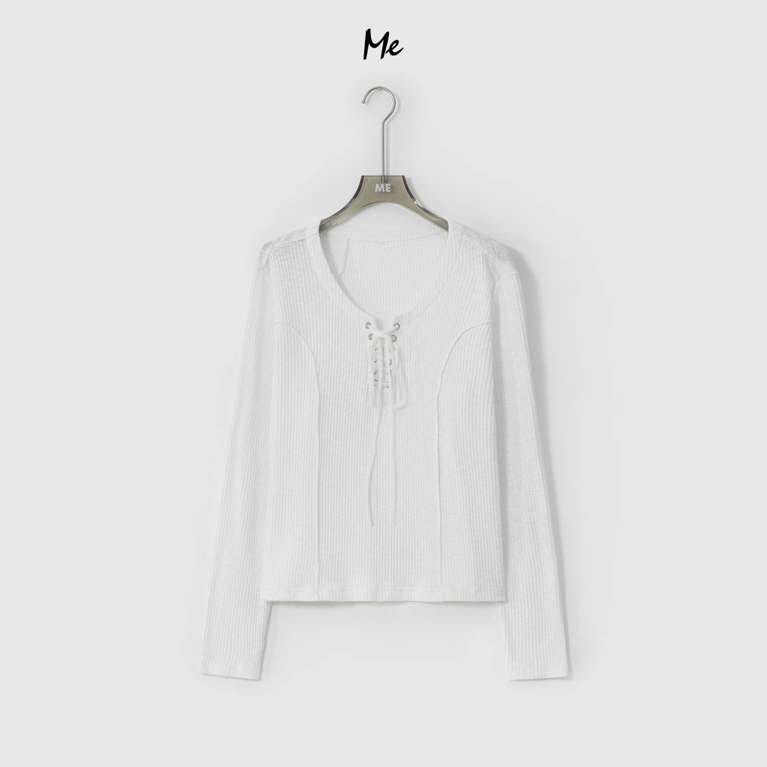 ME【海豚绑带衫】舒柔透气显瘦Q弹时尚百搭休闲系带上衣MESA0242