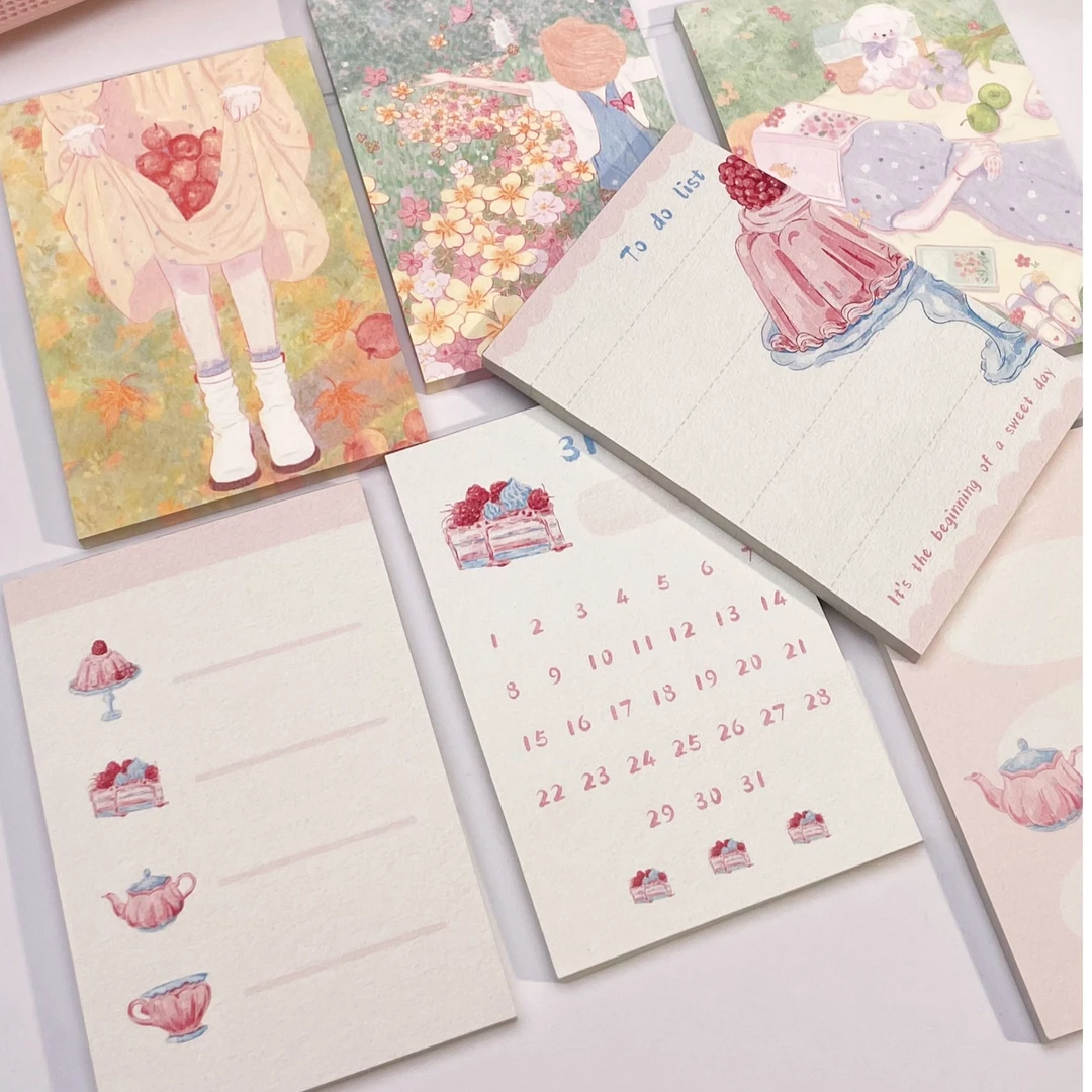 原创盐系便签本草莓打卡4款书写纸高颜值手账装饰本无粘性可撕