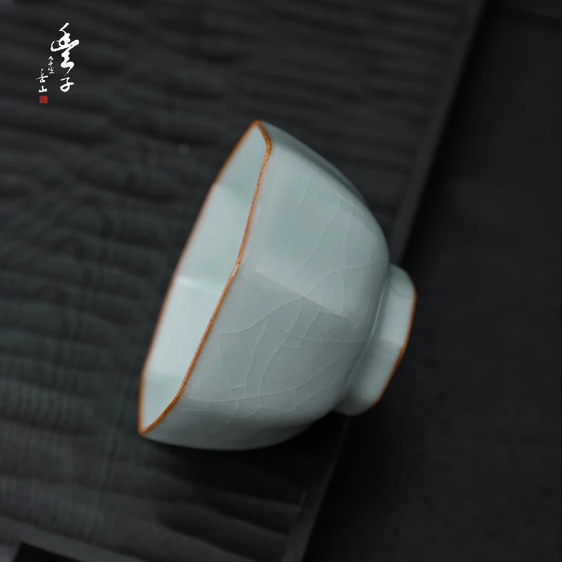台湾丰子汝窑陶瓷茶杯开片可养主人杯功夫茶具品茗杯茶盏泡茶碗