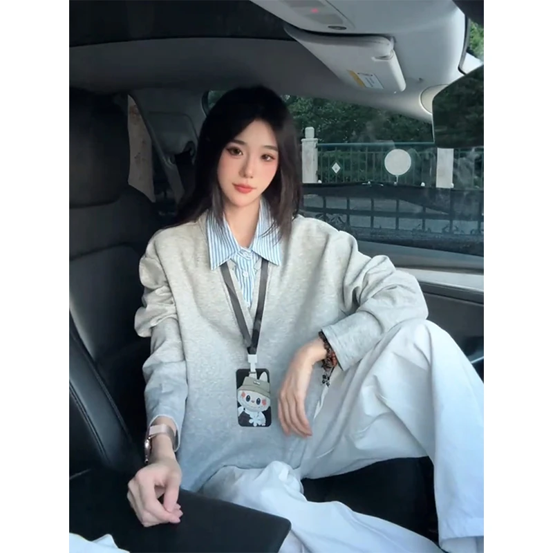 假两件衬衫拼接POLO领卫衣早秋穿搭重磅高级感休闲上衣内搭打底衫