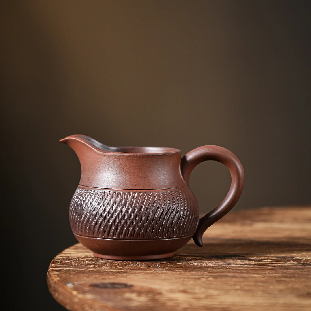 紫砂公道杯茶漏套装一体手工家用大号紫陶茶海功夫茶具配件滤茶器