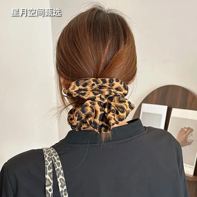 个性百搭豹纹大肠发圈千禧辣妹低马尾扎发皮筋头绳发圈大肠韩系