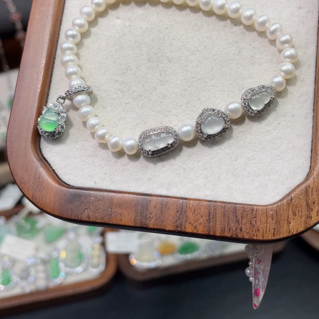 翡翠银S925镶嵌手串