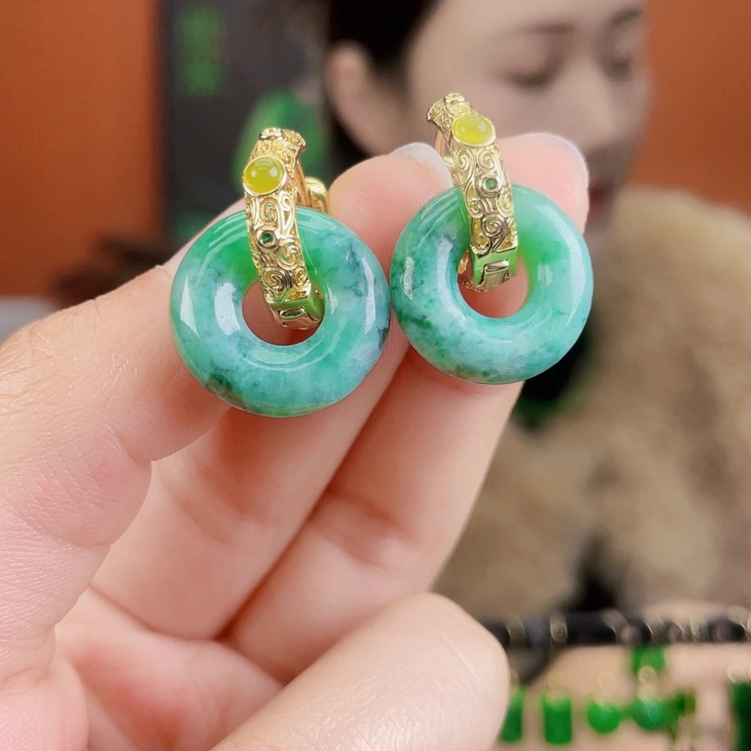 翡翠未镶嵌耳饰饰品