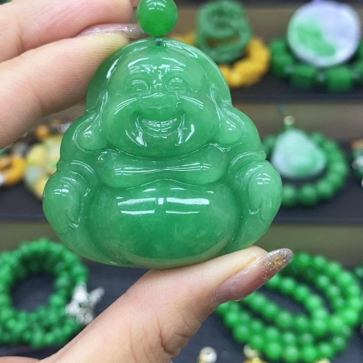 著***）翡翠未镶嵌颈饰项链17