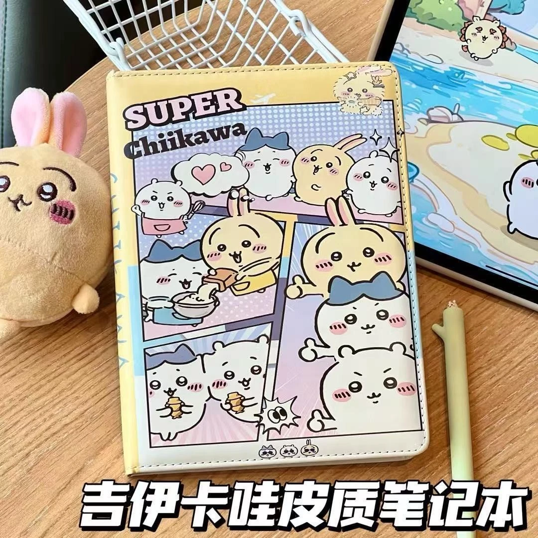 A5皮质笔记本Chiikawa吉伊卡哇加厚全彩页手账本可爱学生用记事本