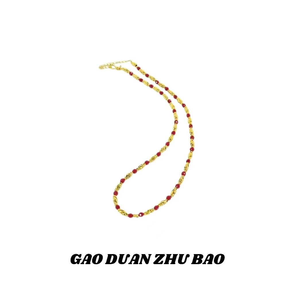 培育红宝石【月总】BM-S120#培育红宝石鸿运当头合金镶嵌项链