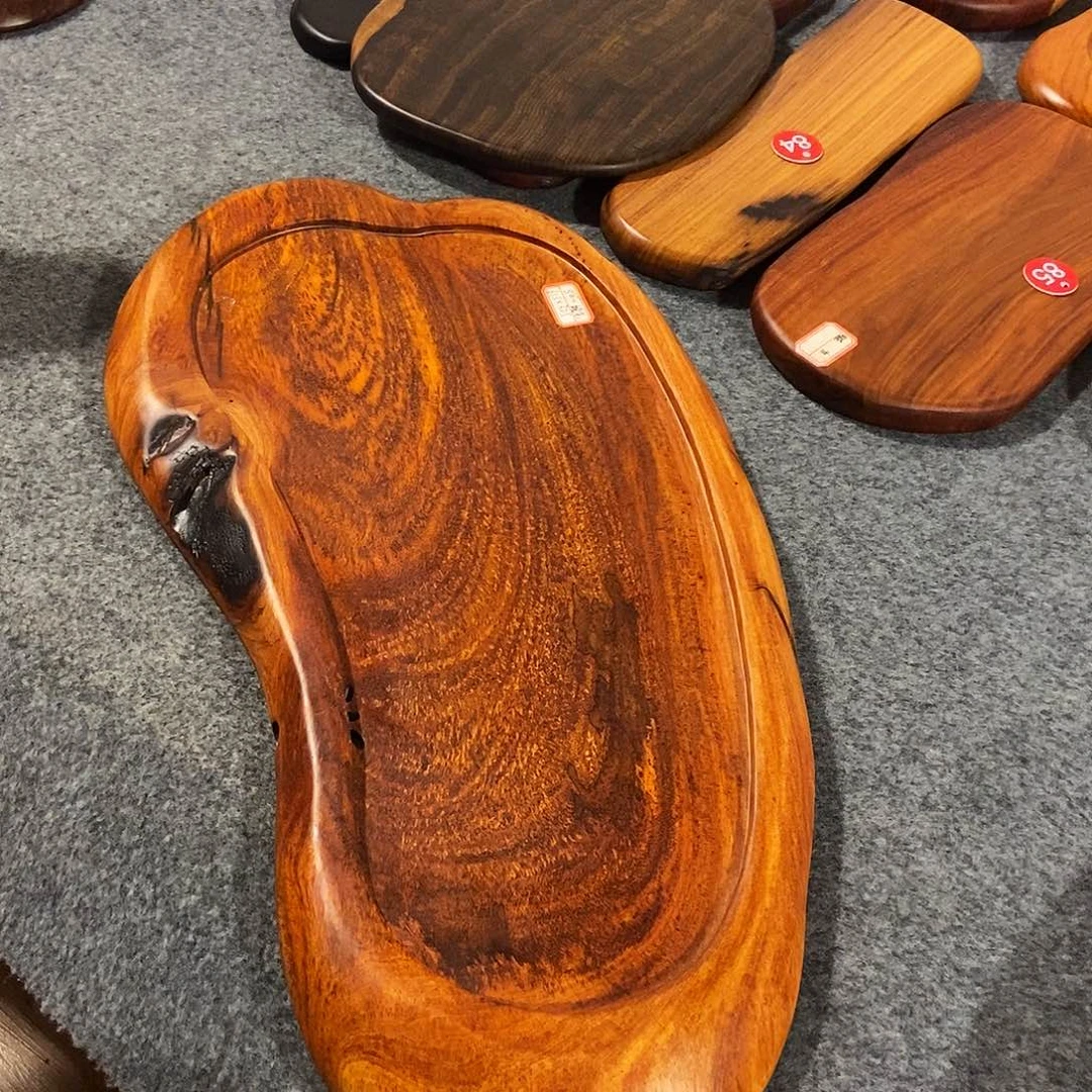 留**波缅花随形实木茶盘