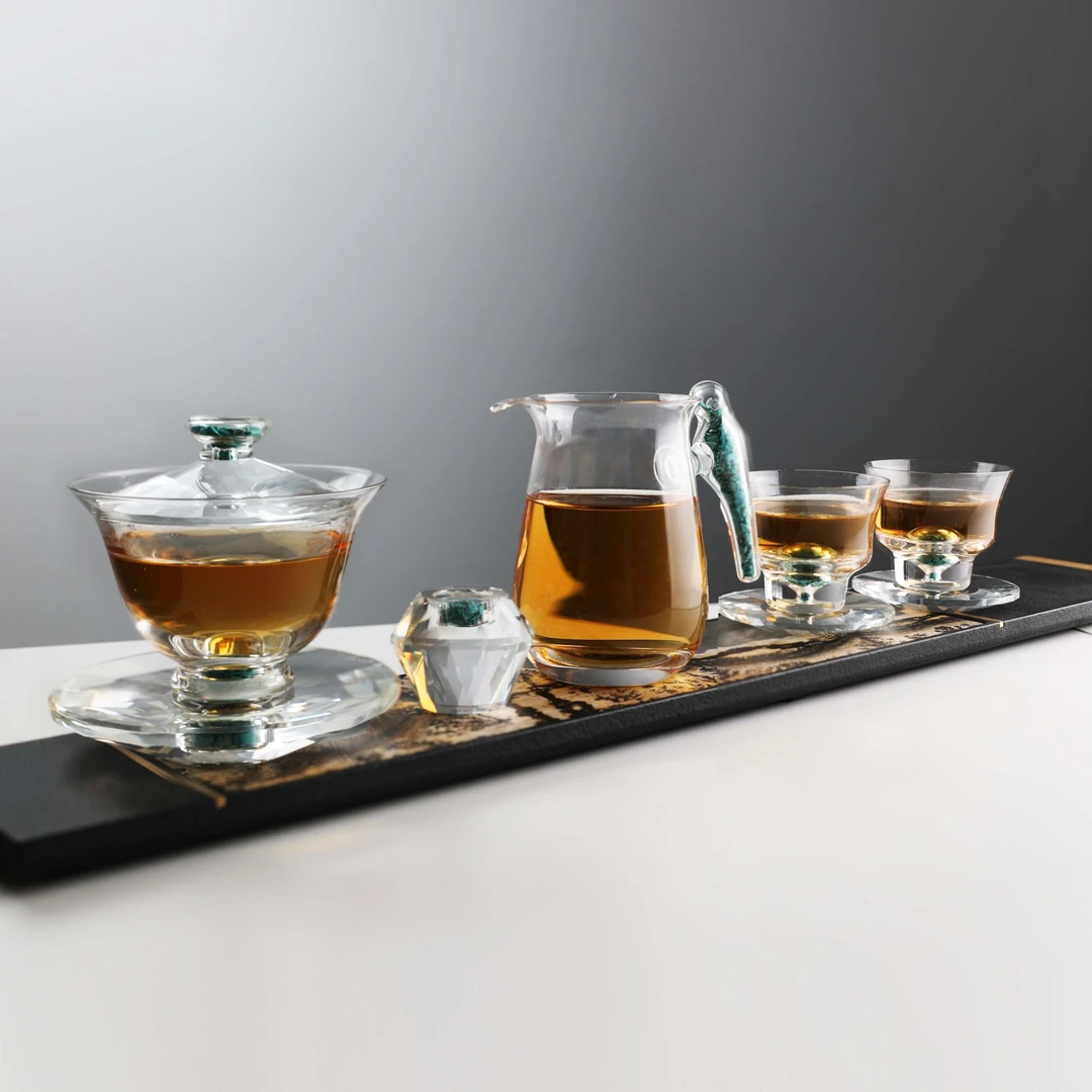青琅茶具套组水晶玻璃手工高档透明中式主人杯耐热三才茶具套装