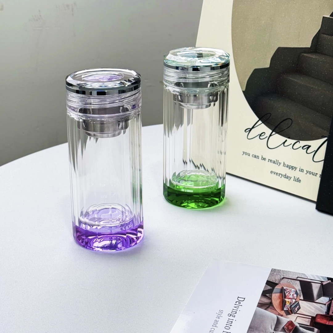 轻奢随身K9水晶保温办公杯手工钻石切面