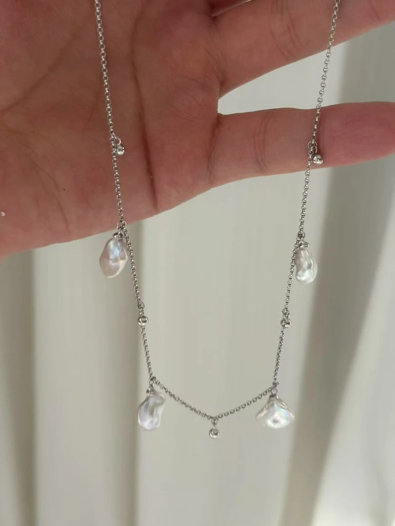 巴洛克珍珠碎银子款四珠项链S925配件（多样性发货）