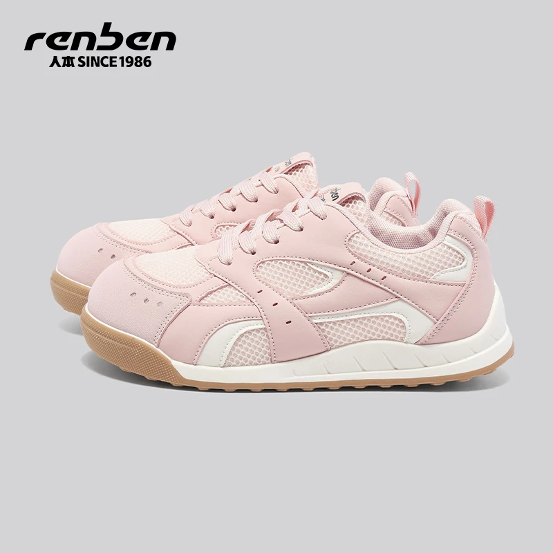 人本圆头大头鞋女款2025秋季新款运动休闲鞋跑步耐磨软底ootd穿搭