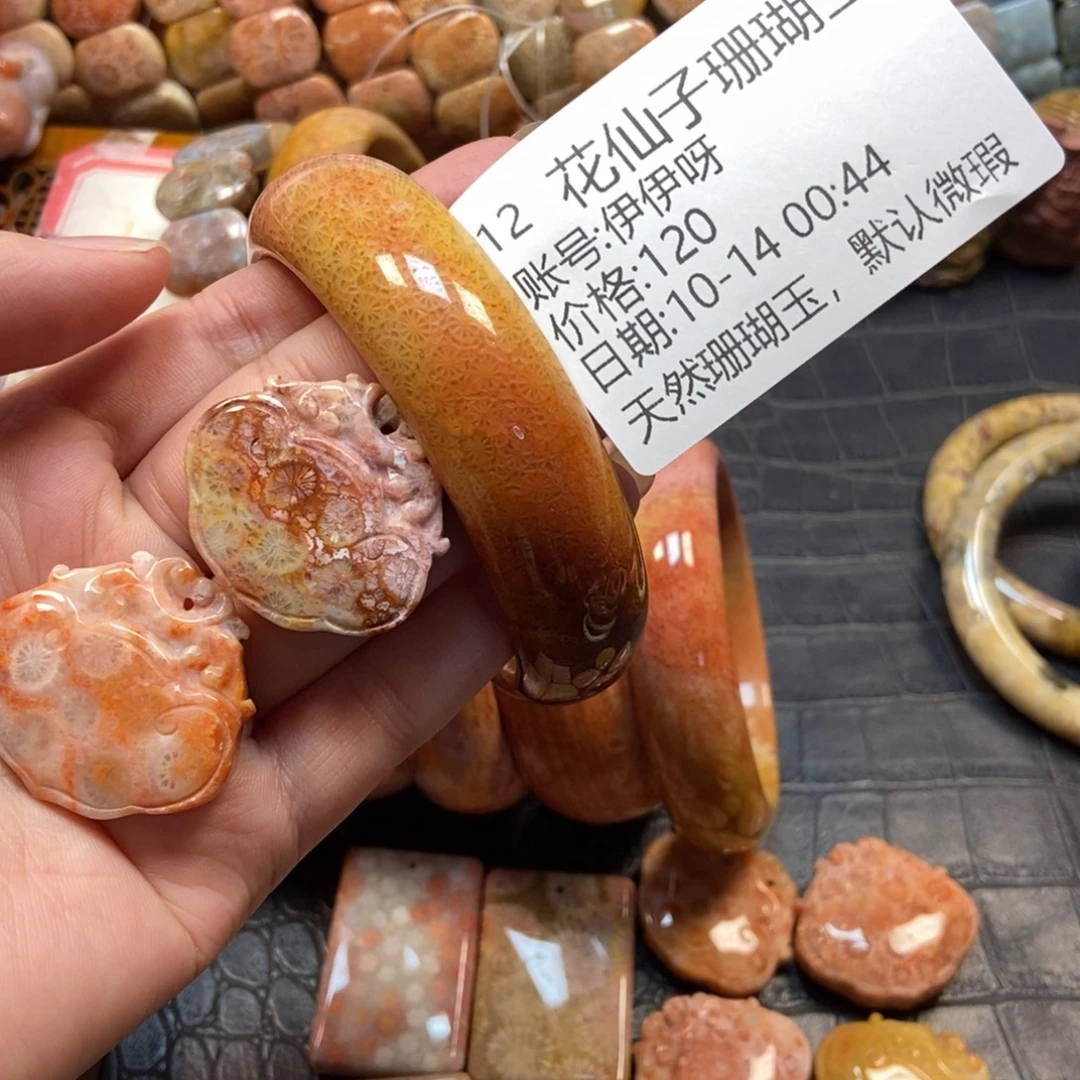 伊***呀硅化珊瑚（珊瑚玉）未镶嵌珠宝半成品12