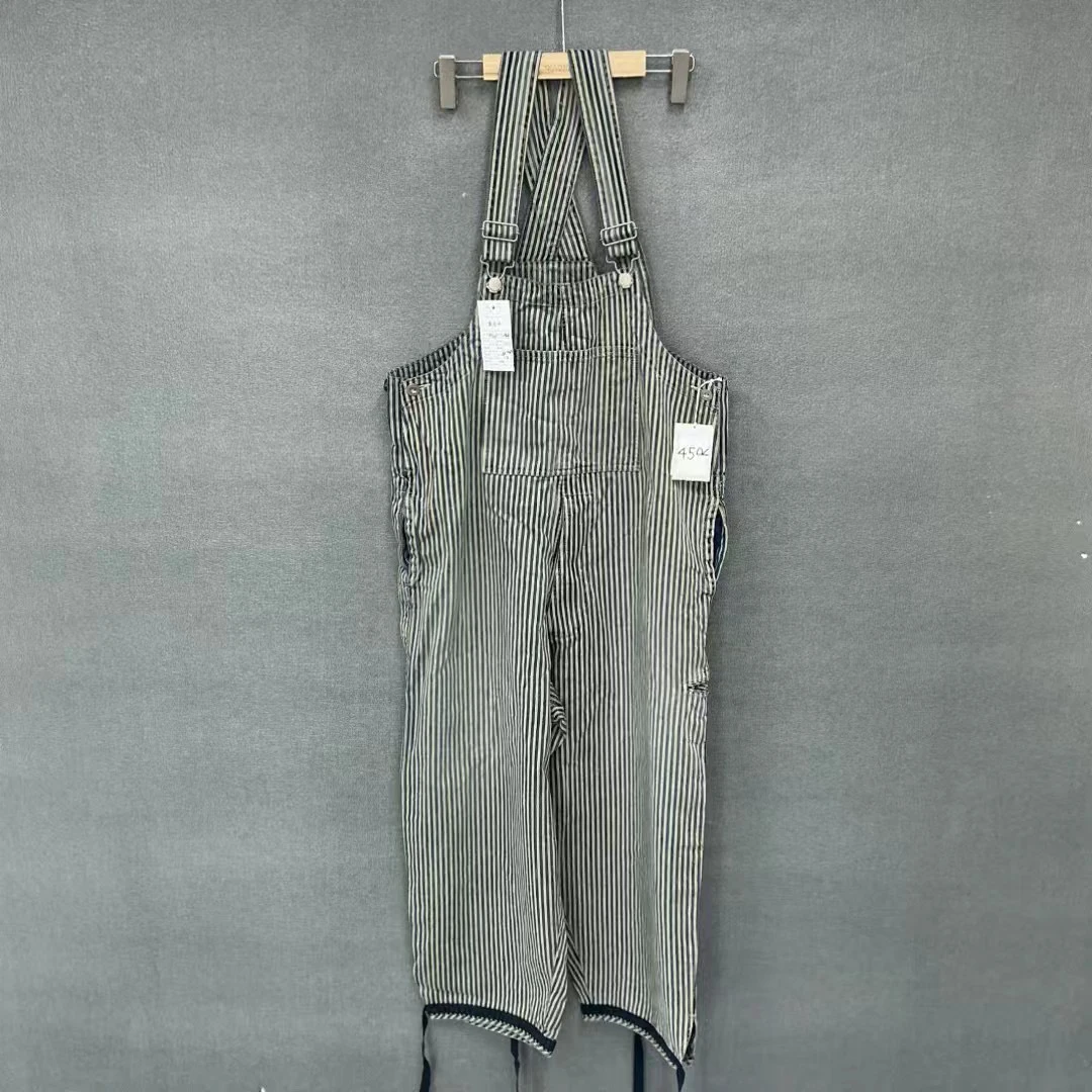未使用 maje 45R/条纹复古做旧款背带裤/全新带吊180/92A码/0052