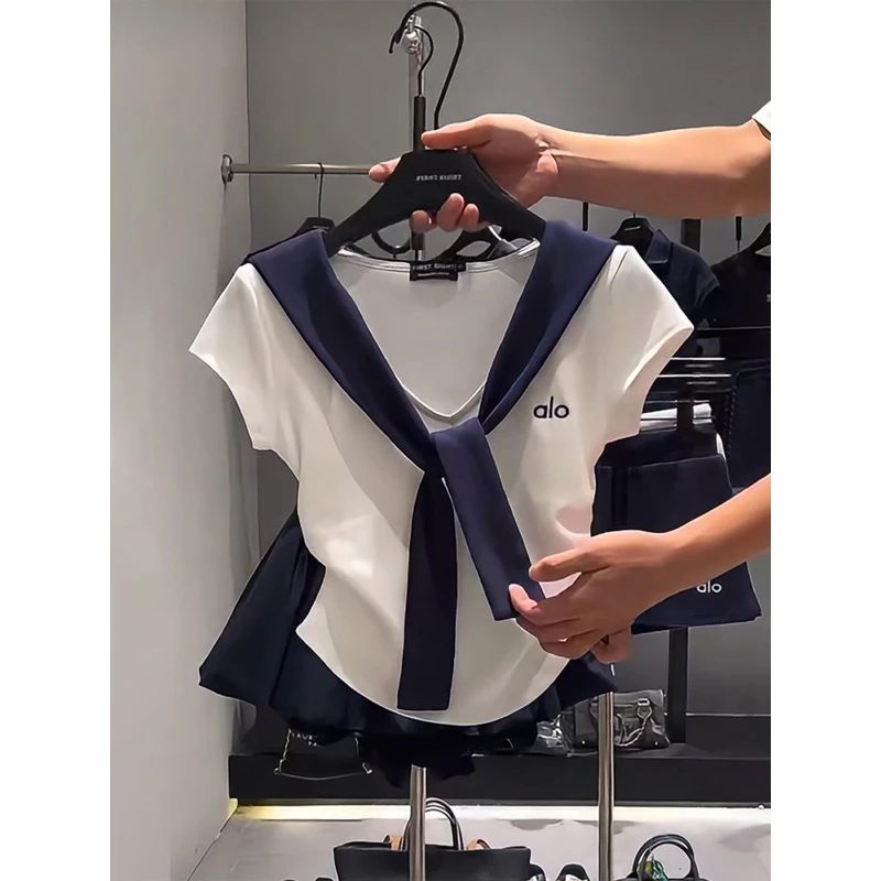 大码胖mm披肩拼接假两件短袖T恤上衣夏季花苞蓬蓬裤裙两件套装女