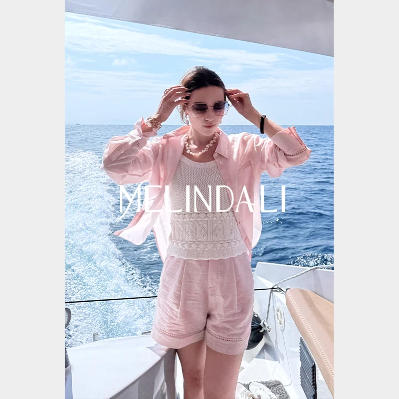 Melinda Li【夏日落樱套】梦颖私服天丝醋酸亚麻通勤轻薄衬衫短裤