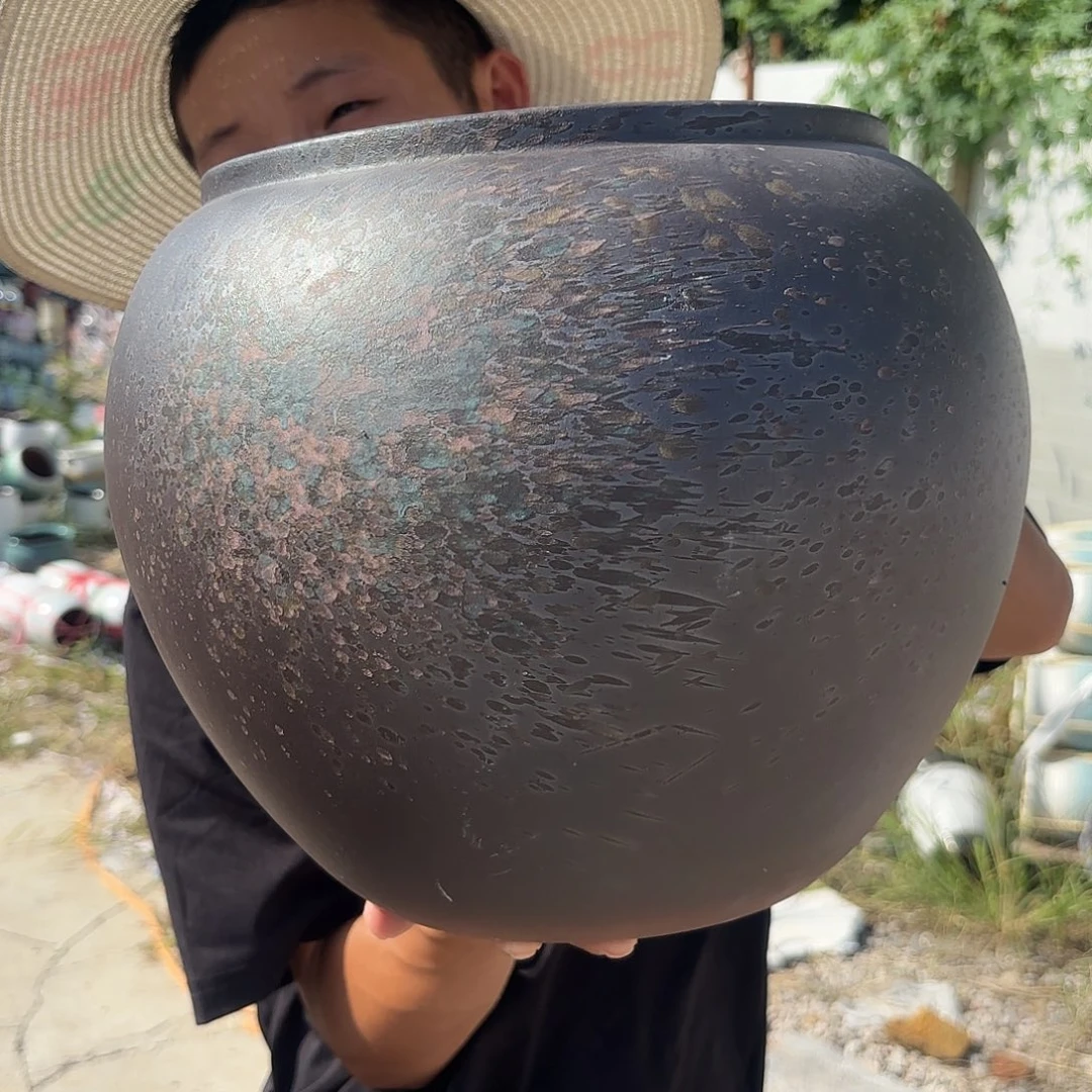 紫砂花盆泼墨大球口径24高度27