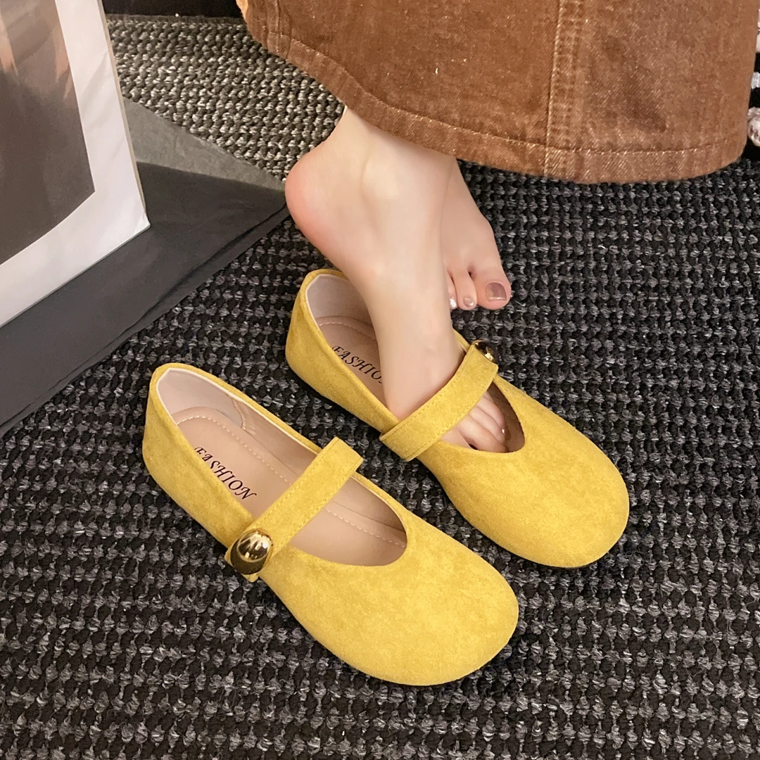 复古玛丽珍鞋女2025年春夏季新款浅口法式单鞋配裙子一字带奶奶鞋