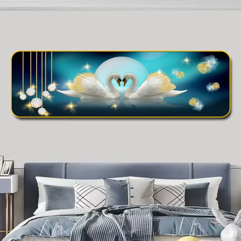艺潮V65天鹅床头画卧室挂画卧室床头装饰画主卧室挂画镶钻JL1