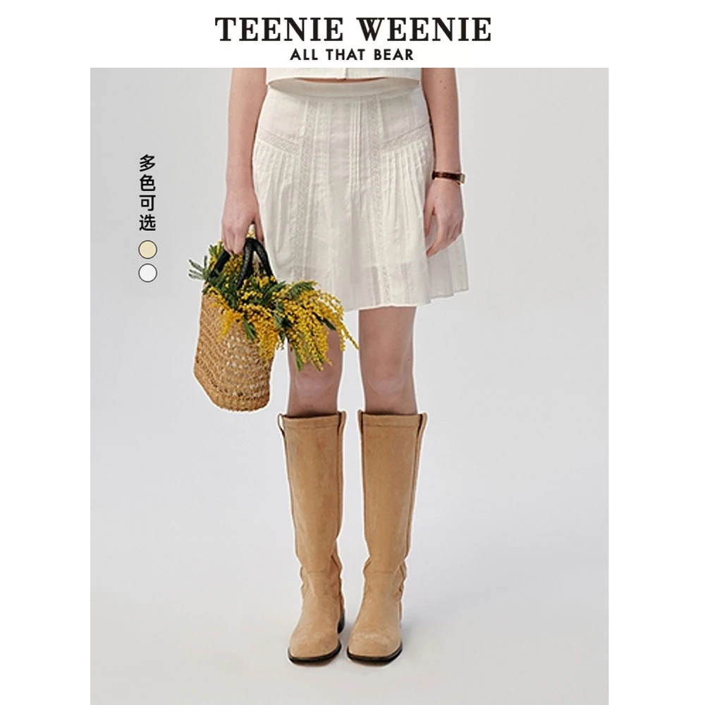 *TeenieWeenie小熊25夏新款法式气质休闲纯色半身裙女TTWH256423N