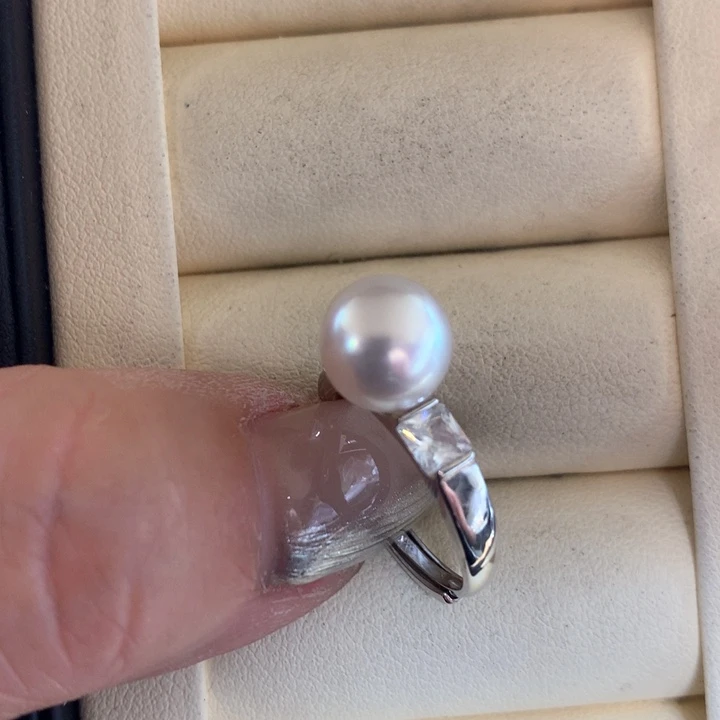 银S925镶嵌戒指海水珍珠