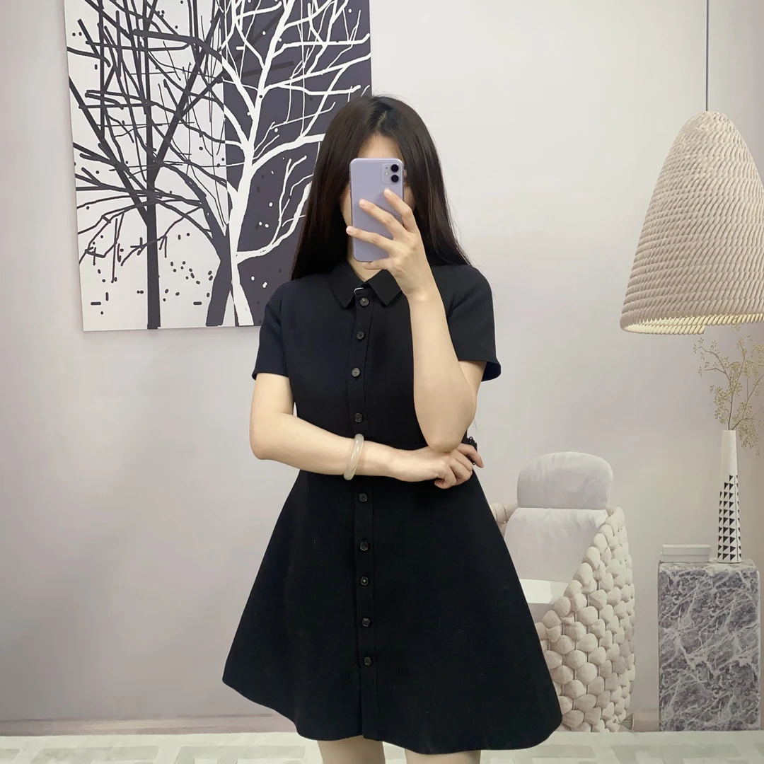 95新 DIOR/迪奥 麦殿/羊毛混纺连衣裙38码黑色/250209ZYTYY286