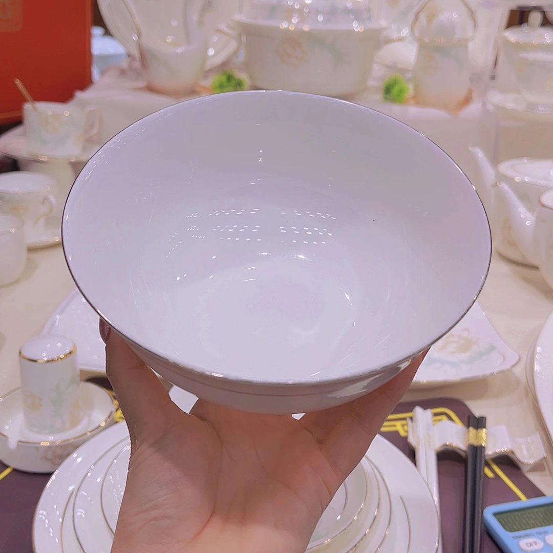 45%以上骨粉骨瓷金镶玉面碗4个