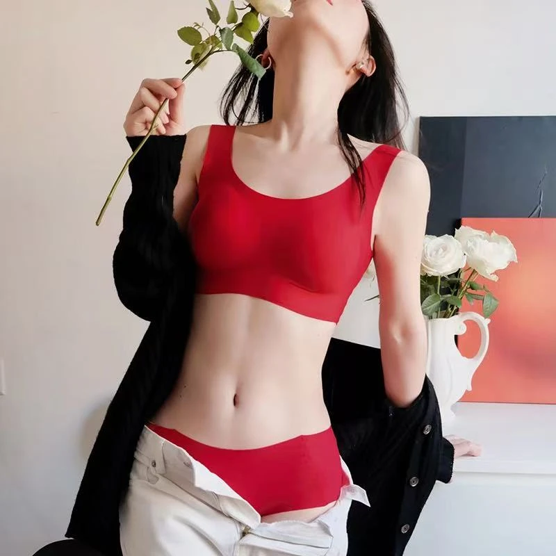 爱M新年红 美背套装 （含裤裤）可拆卸杯垫（93天然乳胶）背心款 无痕