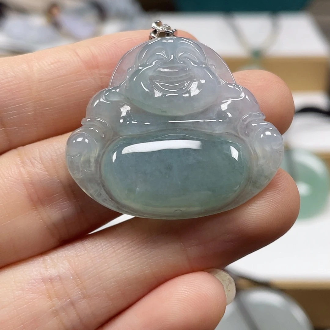 翡翠未镶嵌颈饰天然翡翠佛公吊坠19号