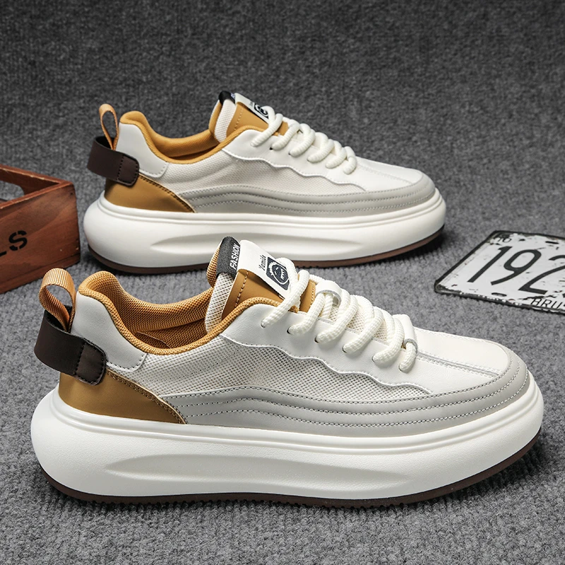 网面透气男鞋秋季新款运动休闲轻便软底小白板鞋男士阿甘厚底潮鞋