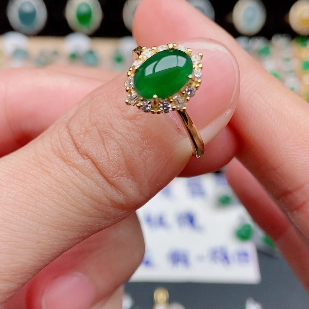 翡翠银S925镶嵌戒指